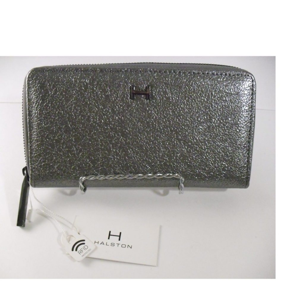 NWT - Halston Silver Zip around Wallet - Clutch